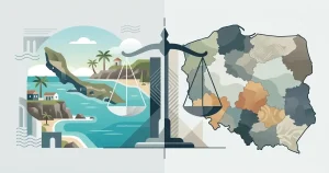 Neutralna ilustracja dokumentu licencji, globu Curaçao i mapy Polski bez urzędowych logotypów