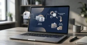 Neutralna ilustracja wypłaty środków z dokumentem KYC i symbolem PLN